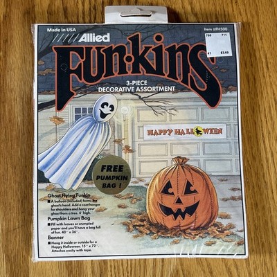 Vintage Halloween Flying Funkins Ghost Pumpkin Banner 1992 Halloween Decorations