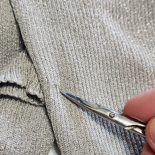 Maglione vintage Petite Sophisticate grigio argento manica lunga taglia Med anni 90 seta - Foto 11 di 11