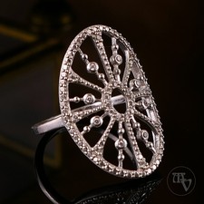 Very beautiful modern ladies silver ring with white cubic zirconias made of 925 silver size 54
