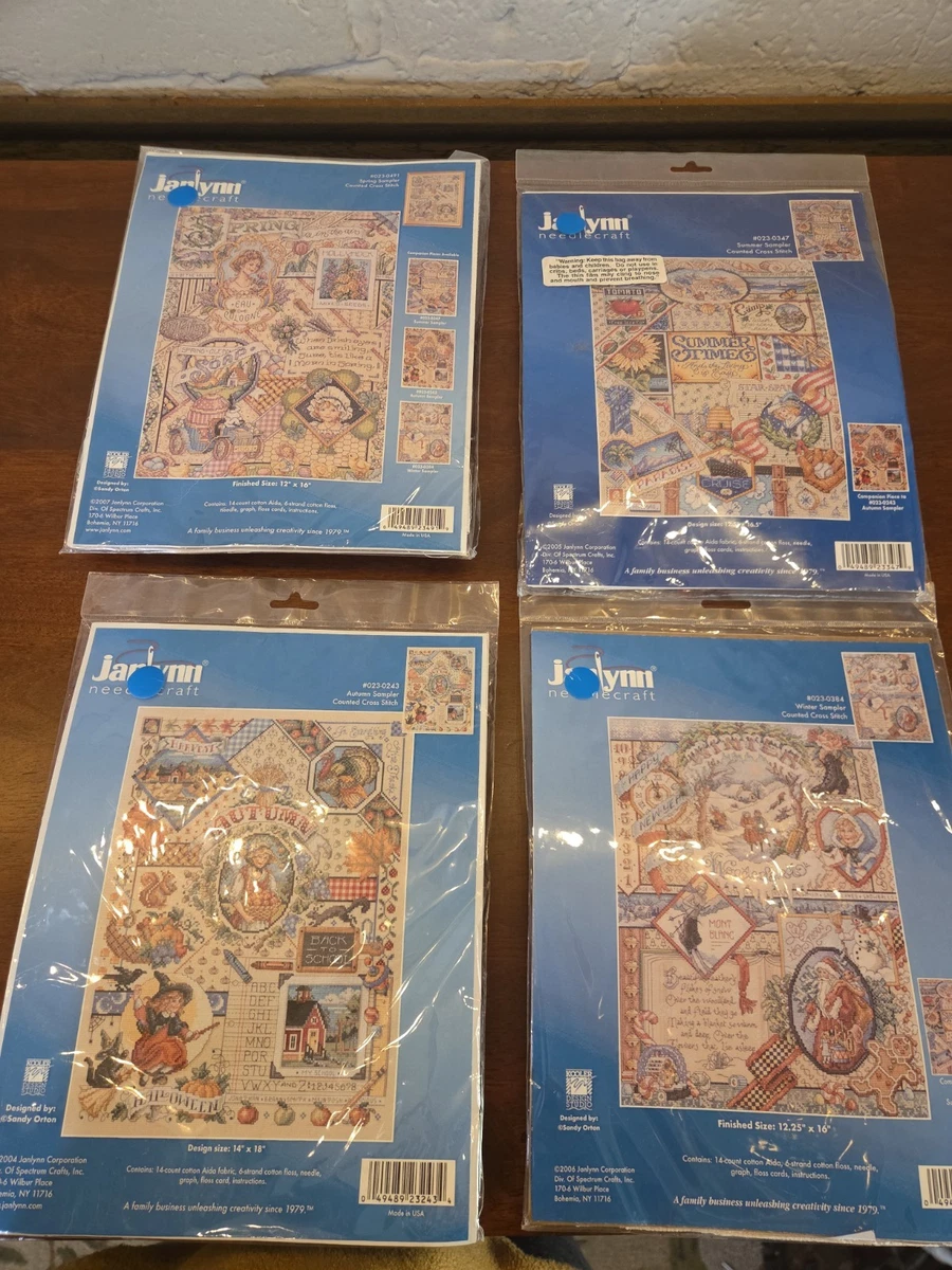 Janlynn Counted Cross Stitch SPRING/SUMMER/AUTUMN/WINTER *Complete Set* HTF