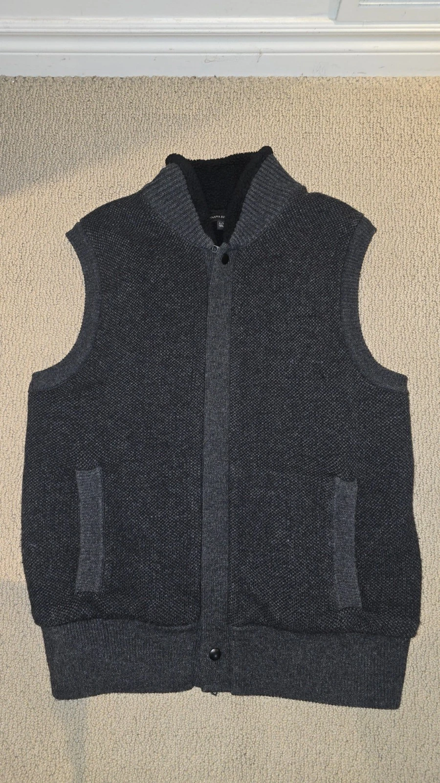 Banana Republic Vest Mens Large Gray Fleece Lined Vest