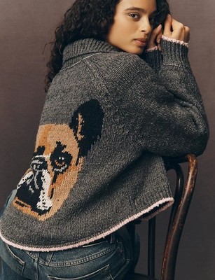 Anthropologie Cardigan Sweater Jesse Icon Dog Size 2X Plus NWT