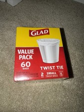 2X Glad Small Trash Bags, 4 Gallon, 30 Count Each Pack 2 Sealed NIB Twist Tie