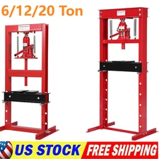 6/12/20 Ton Hydraulic Shop Press w/ Plates ,Heavy Duty H-Frame Floor Press Stand