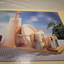 Vintage Wooden Picnic Organizer NIB – Plate, Napkin, & Paper Towel Holder Set