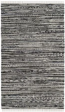 Rag Rug Collection Accent Rug - 2' x 3', Grey, Handmade Boho Stripe Cotton, I...