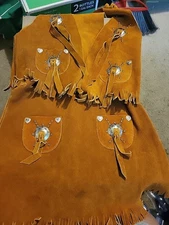 M&F  Girls  Cowboy Western Skirt & Vest Set Suede Medium