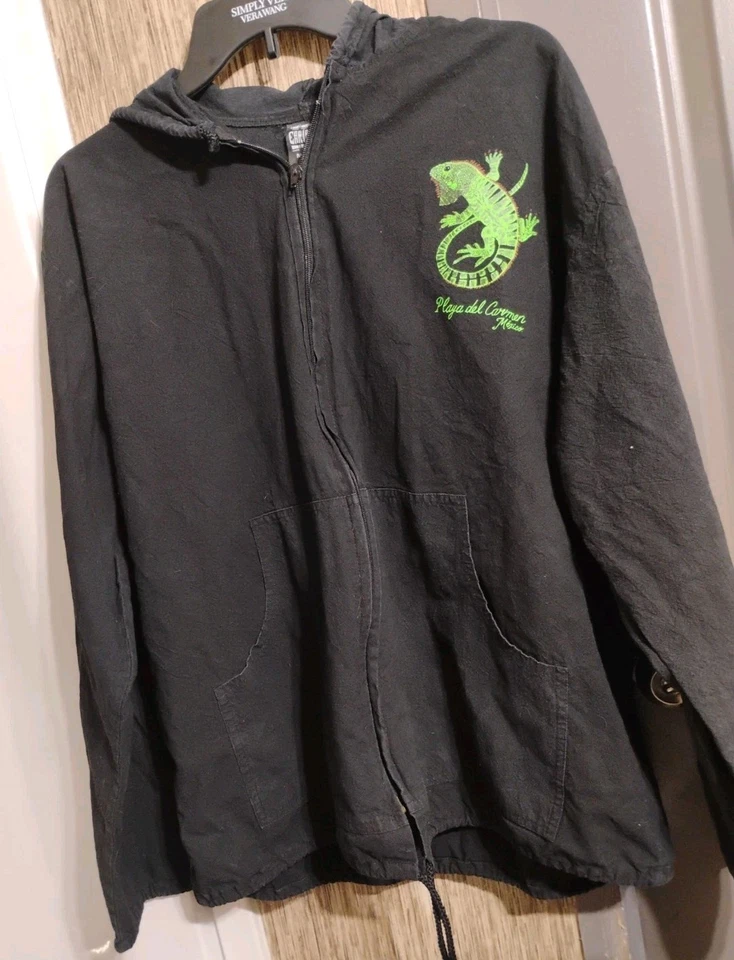 Playa del Carmen México Hombres Talla Grande Iguana Playa Chaqueta Sudadera con Capucha Foto 2 de 4