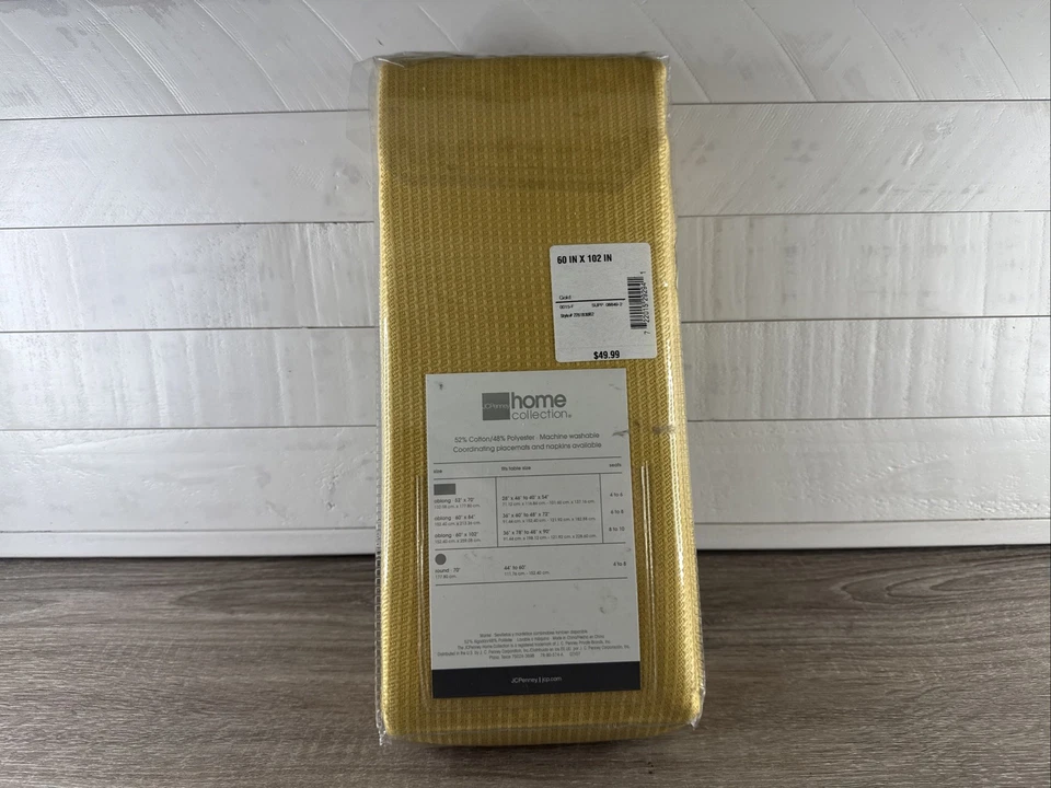 NEW JCPenney Home Collection Provincia Tablecloth Oblong 60"x102" Gold Quick - Image 2 of 4