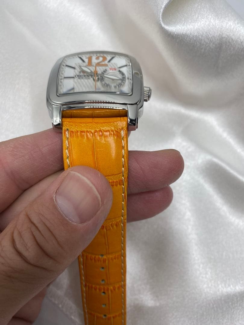 ORIENT Daydate Automatic Square Watch Orange ESAA… - image 4