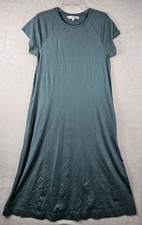 LOFT Women's Short Sleeve Knit 100% Cotton Maxi Dress Petites Green Size MP
