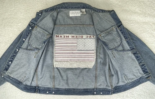 VTG Tehama-Clint Eastwood American Flag Embroidered Denim/Jean Jacket Unisex S image 22