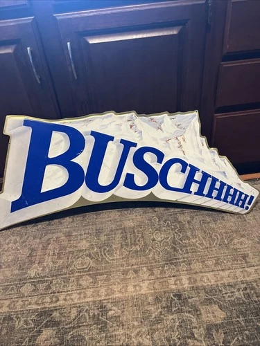 Busch Vintage Sign Beer Sign 1990. Metal Large MAN CAVE 38x18” Very Nice Rare