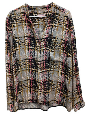 See By  Chloe Blouse Top Womens Size 10 Abstract Wearable Art BOHO Long Sleeve