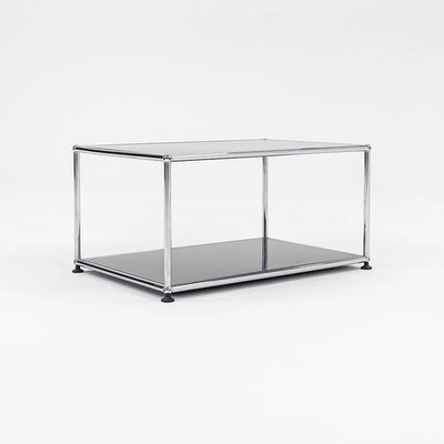 2000s USM Haller Small Coffee Table 30 x 20 x 14 in with Black Panels and Chrome