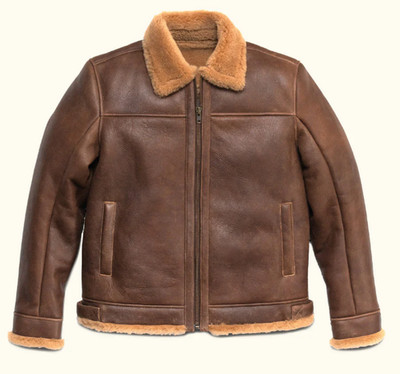 Men s Shearling Leather Bomber Jacket | Real Sheepskin Aviator Jacket for Men