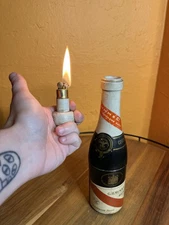 Vintage Cordon Rouge Champagne Bottle Lighter Cigarette Dispenser Combo