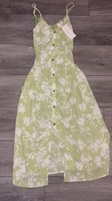 Sienna Sky Size XS Green & White Floral Sundress Lined New W Tags Button Accent 