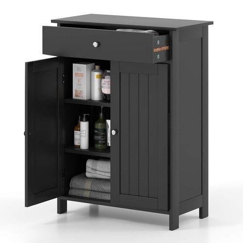 Bathroom Floor Cabinet Freestanding Storage Organizer w/2 Doors Storage Cabinet