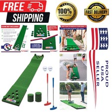 Golf Putting Game Set Backyard 12 ft Putting Green Pong Style Golf Mat with...