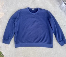 Eddie Bauer Men's XXL Navy Blue Fleece Crew Neck Long Sleeve Pullover Sweatshirt
