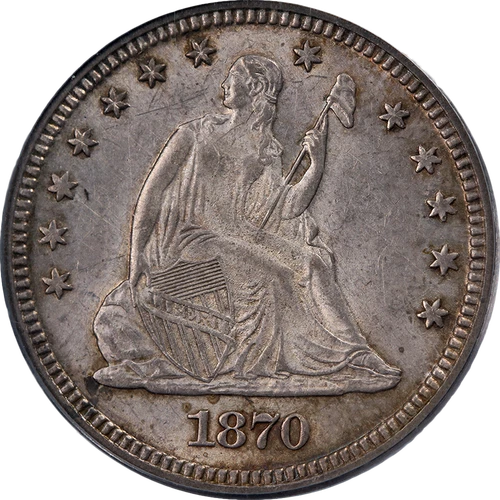 1870-P Seated Liberty Quarter CAC Sticker OGH PCGS MS61 Key Date Strong Strike