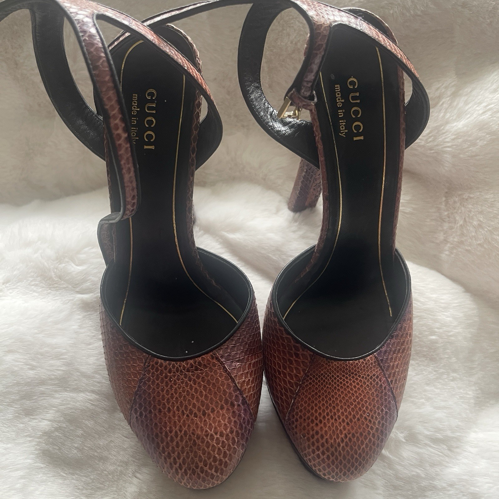 Python Snakeskin Leather Hills. Gucci Slingback S… - image 1