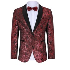 Men Fashion Blazer Suit Jacket Shawl Lapel One Button Luxury Weddings Party