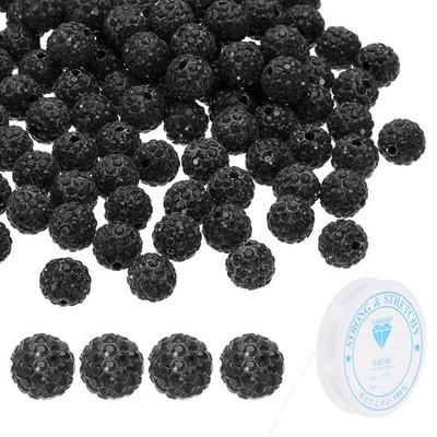10mm Rhinestone Clay Beads für die Schmuckherstellung, 120er Pack, Schwarz