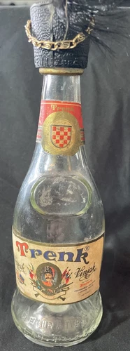 Vintage old 1960s Display EMPTY Glass 5" Bottle Trenk Vinjak  - Picture 1 of 6