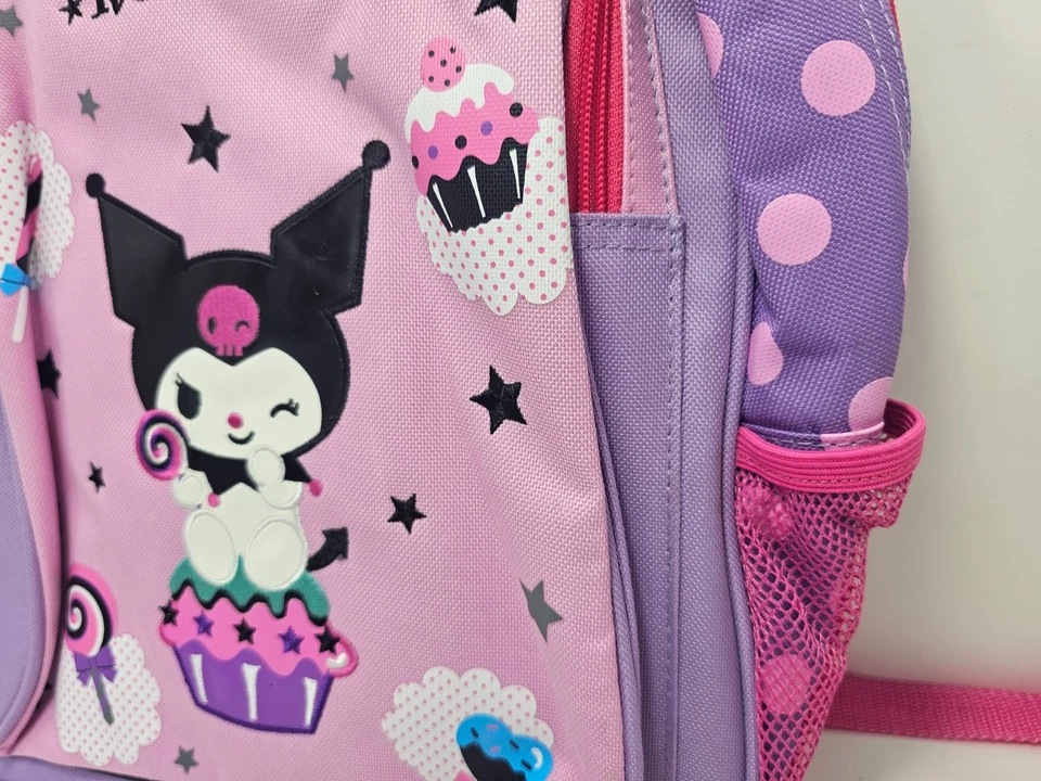 Mochila de trabajo escolar Kuromi Sanrio tamaño mediano púrpura/rosa 2010 RARA Foto 3 de 4