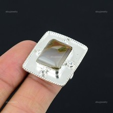 925 Sterling Silver Montana Agate Stone Handcrafted Stackable Boho New Ring US 8