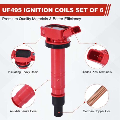 4 Pack Ignition Ignition Coil and Spark Plug for 2005-2023 Toyota Tacoma UF495 - Picture 7 of 15