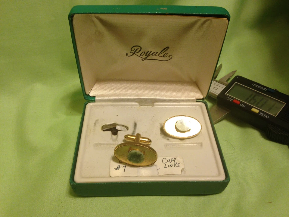 Gemelos Dante vintage con piedra única en caja Royale de época correcta, NOS J68 Foto 3 de 4