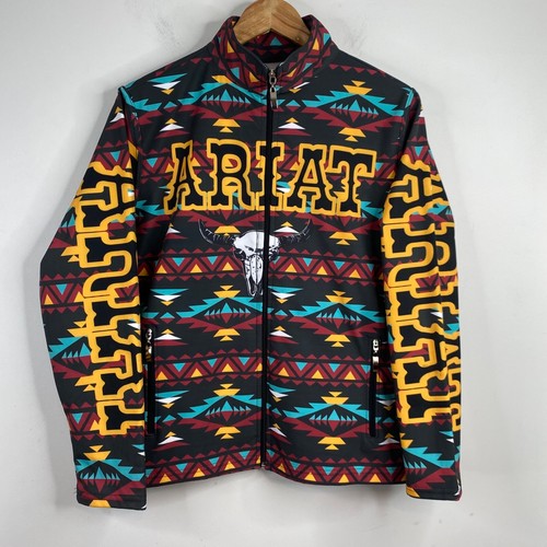 Ariat Jacket S Southwestern Western Ram Skull Full Zip Softshell Pockets Rodeo - Picture 12 of 12