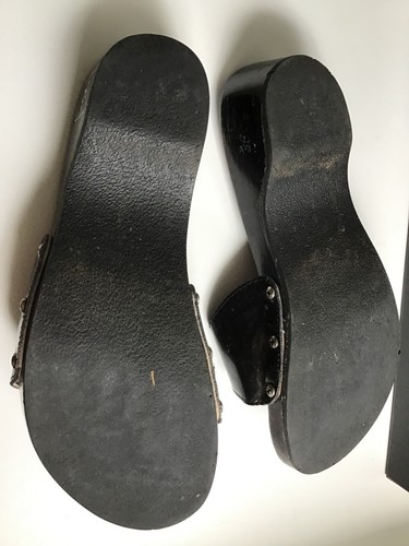 Vintage Chanel Black Patent Leather & Wood Clogs Womens Size 35 in BOX with bags - Picture 12 of 15