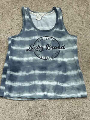 Lucky Brand Womens Shirt Size Small Multicolor Striped Logo Soft Casual Comfort