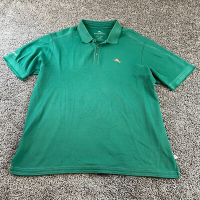 Tommy Bahama Polo Shirt Adult Extra Large Green Rugby Pima Cotton Mens 