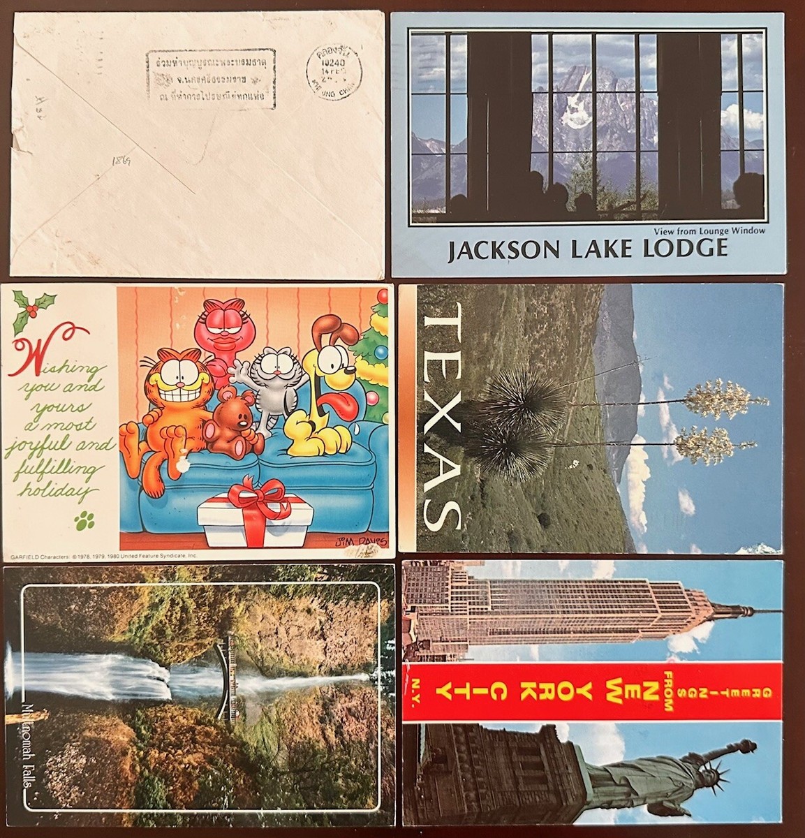 タイ 2003年 切手コレクション US #1844,1856,186,2168,2171-3,2176-7 on 5 Post Cards, 1 Cover (to