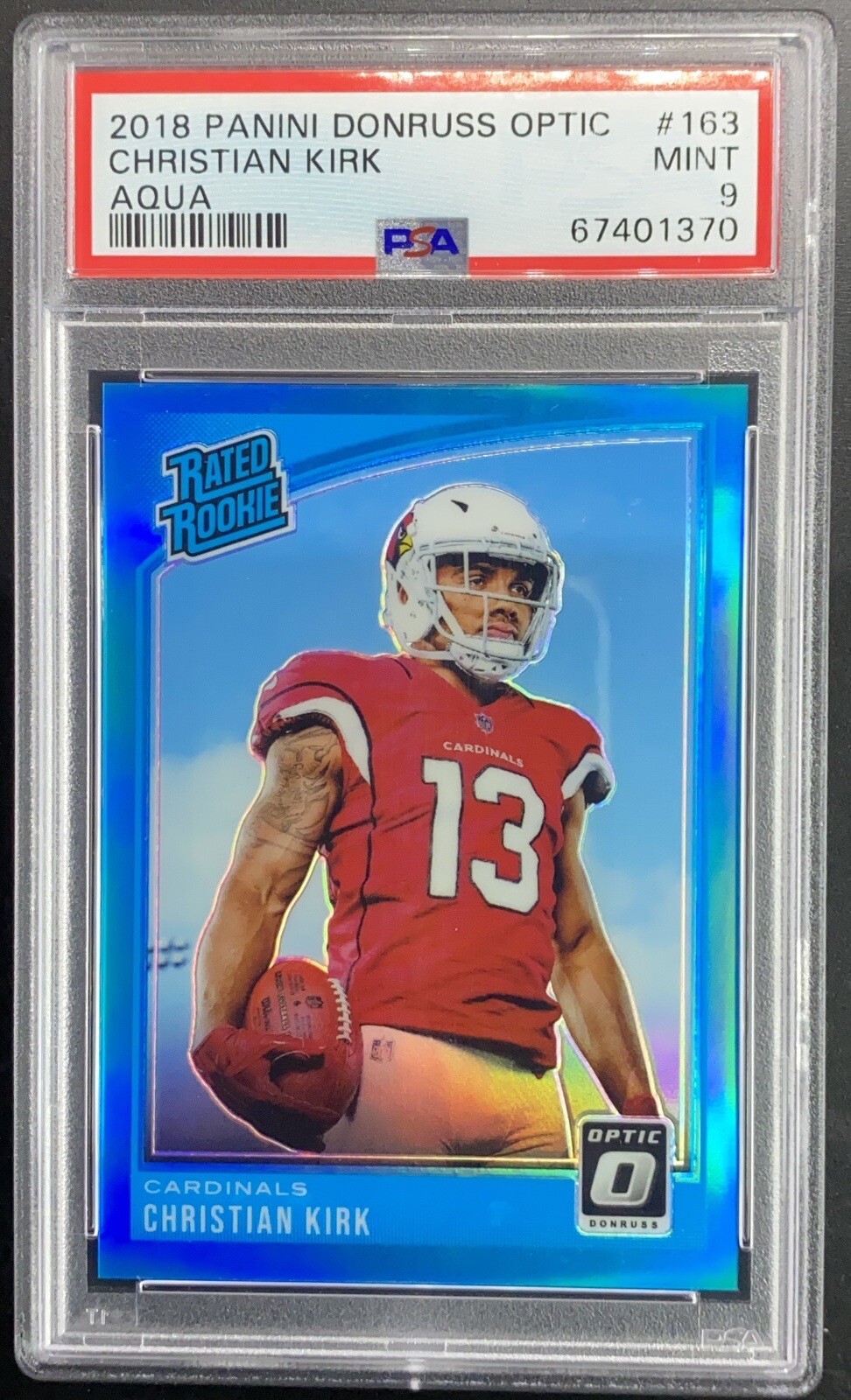 2018 Donruss Optic Aqua Christian Kirk #163 Rookie Card RC S/N (85/299) PSA 9