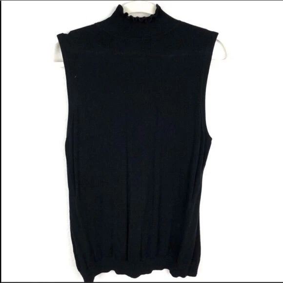 Josephine Jersey Fino Cuello Volantes Negro. Foto 2 de 4