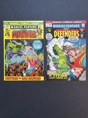 Marvel Feature # 2 & #3 FN Defenders Hulk Dr. Strange Sub-Mariner  VG-