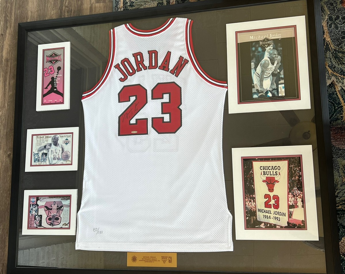 Michael Jordan signed retirement white jersey upper deck