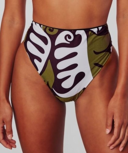 $195 Mara Hoffman Women's Black Imina High-Waist Bikini Bottom Swimwear Size M