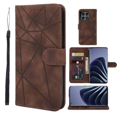 For oneplus 10 Pro 5G Skin Feel Geometric Lines Leather Phone Shell Cover
