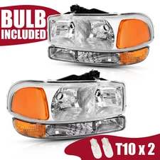 Headlights + Bumper Lamps For GMC Sierra 1500 2500HD 3500 Yukon 1999-2007