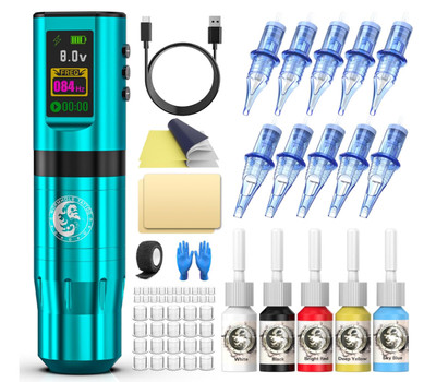 PROFESIONAL Maquina De Tatuaje Kit Para Tatuar Tattoo Rotativa Pluma Inalambrico