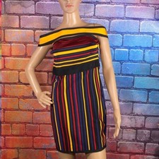 Fashion Nova Dress Midi Small Multicolor Large Open Back Stripe