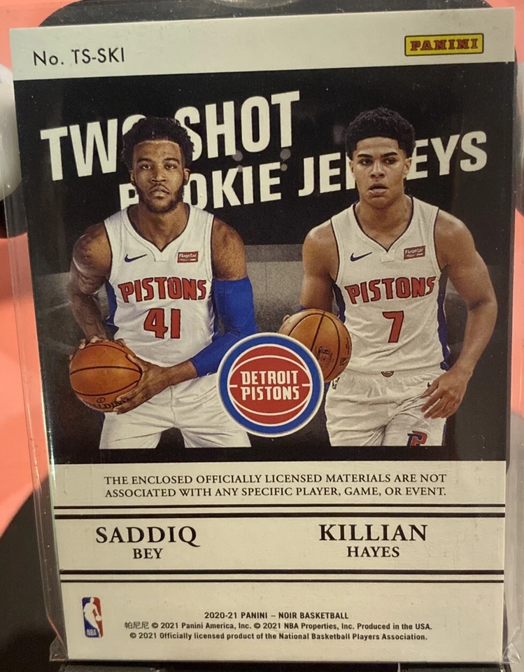 2020-21 Noir Two-Shot Rookie Jerseys- Saddiq Bey, Killian Hayes 03/99 Pistons! - Image 2 of 2