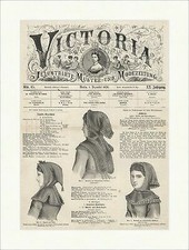 Baschlik von 1870 Kopfbedeckung Rüschen Capote Orient Sticken Holzstich E 22859